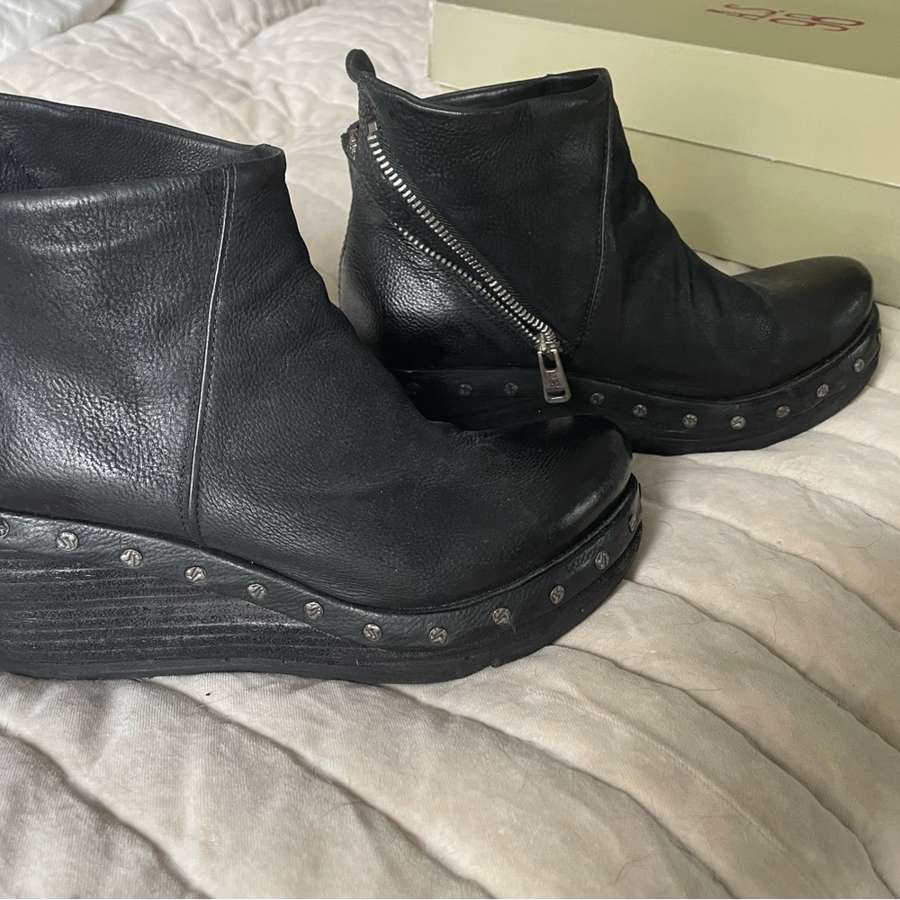 A.S.98 Black Ankle Boots with Chunky Sole
